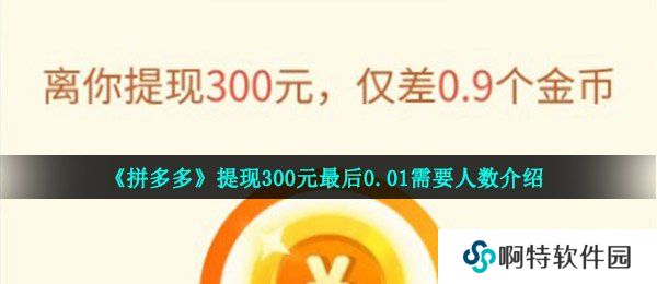 《拼多多》提现300元最后0.01需要人数介绍